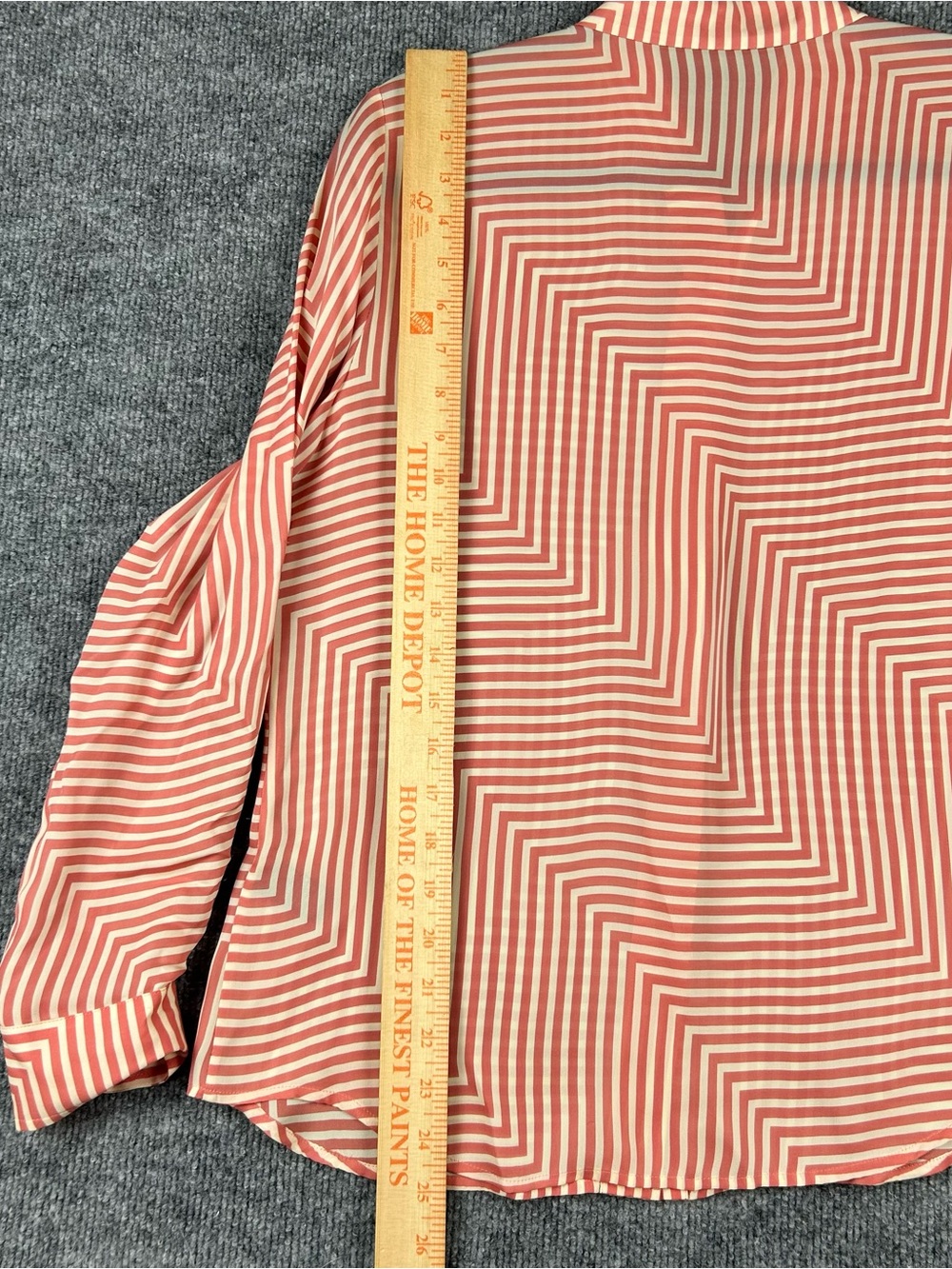 Josephine Chaus Coral Striped Silk Button-Down Shirt - Picture 8 of 11